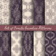 Vector Set of 10 Ornate Seamless Patterns in Vintage Style
