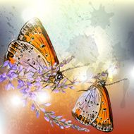 Artistic floral background with butterflies