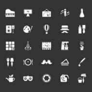 Art activity icons on gray background