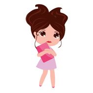Cute girl character with gadget