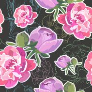Peony ornament pattern backgrounds vector illustration