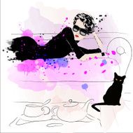 Fashion girl in sketch-style N73