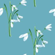 vector watercolor snowdrop flower seamless pattern