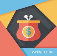 purse flat icon with long shadow eps10 N11