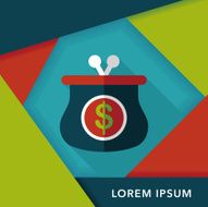purse flat icon with long shadow eps10 N12