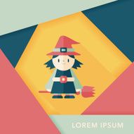 witch flat icon with long shadow eps10 N9