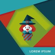 cute witch flat icon with long shadow eps10 N19