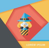 cute witch flat icon with long shadow eps10 N20