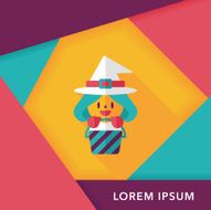 cute witch flat icon with long shadow eps10 N21