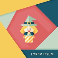 cute witch flat icon with long shadow eps10 N22