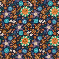 Scandinavian wild flowers seamless pattern