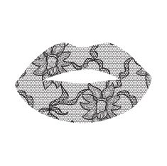 Black lacy lips applique