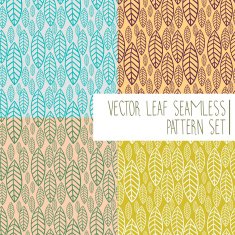 Vector leaf seamless pattern set