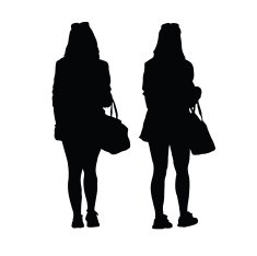 girl with purse silhouette black
