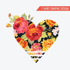 Floral Heart Graphic Design - for t-shirt fashion prints N2