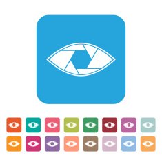 Shutter eye conceptual flat abstract vector icon N3