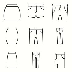 Skirts and Trousers icons set N2