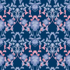 Floral seamless pattern with blue flowers texture gzhel background