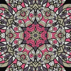 Seamless pink and brown mandala ornament template for menu greeting