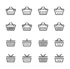 shopping basket icon set line version vector eps10