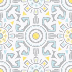 Vector grey blue yellow tribal seamless pattern