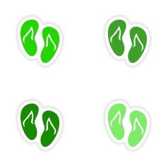 assembly realistic sticker design on paper beach sneaker