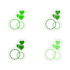 assembly realistic sticker design on paper hearts rings N3