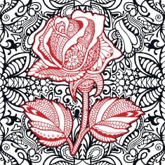 Vector seamless floral pattern with graphic rose flower Tribal ethnic N2