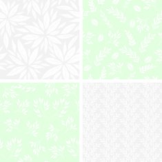 Set of monochrome seamless floral patterns