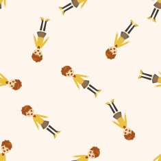 lady girl cartoon seamless pattern