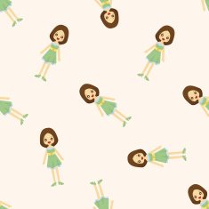 lady girl cartoon seamless pattern N2