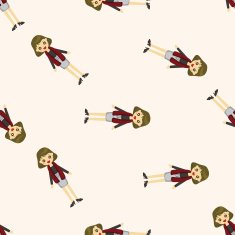 lady girl cartoon seamless pattern N4