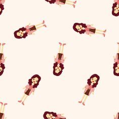 lady girl cartoon seamless pattern N5