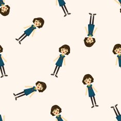 lady girl cartoon seamless pattern N6