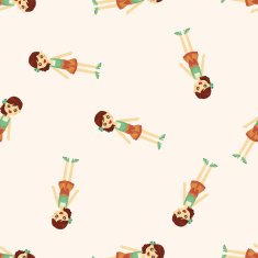 lady girl cartoon seamless pattern N7