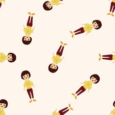 lady girl cartoon seamless pattern N8