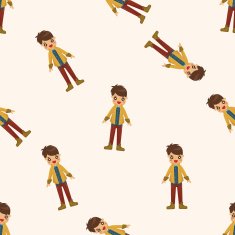 boy man cartoon seamless pattern