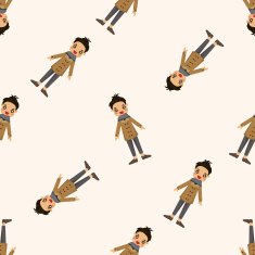 boy man cartoon seamless pattern N2