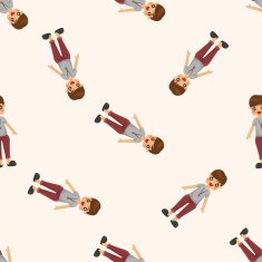 boy man cartoon seamless pattern N3