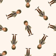 boy man cartoon seamless pattern N4