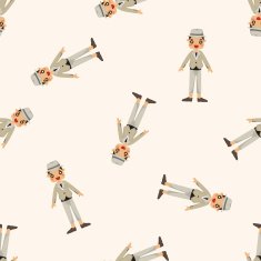 boy man cartoon seamless pattern N7