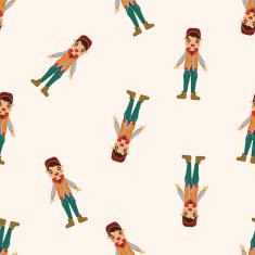 boy man cartoon seamless pattern N8