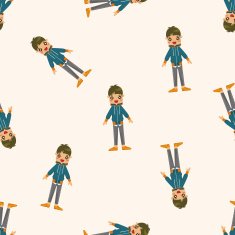 boy man cartoon seamless pattern N9