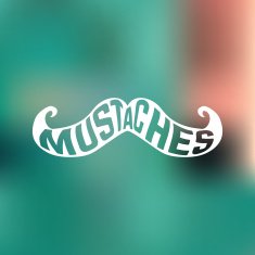 Retro hipster cincept poster or card Mustache silhouette with word