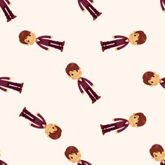 boy man cartoon seamless pattern N14