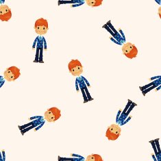 boy man cartoon seamless pattern N17