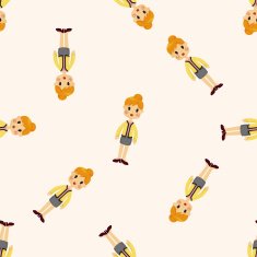 lady woman cartoon seamless pattern N3