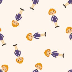 lady woman cartoon seamless pattern N4