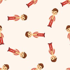 lady woman cartoon seamless pattern N5