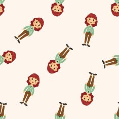 lady woman cartoon seamless pattern N6